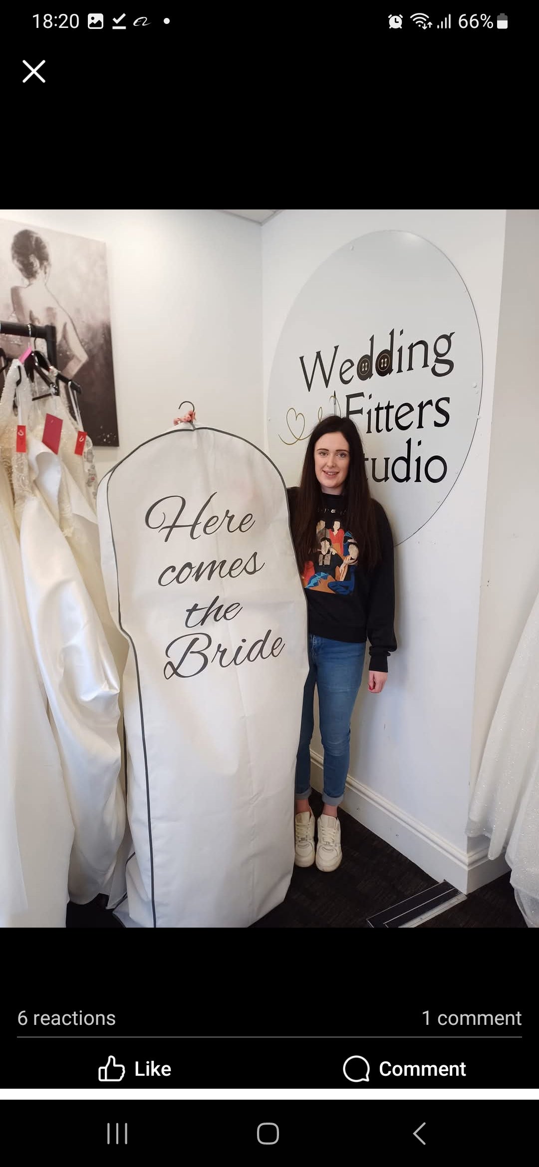 Large 'Here comes the bride ' wedding dress bag