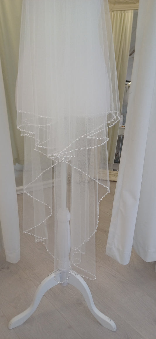 Pearl edged 2 tier veil