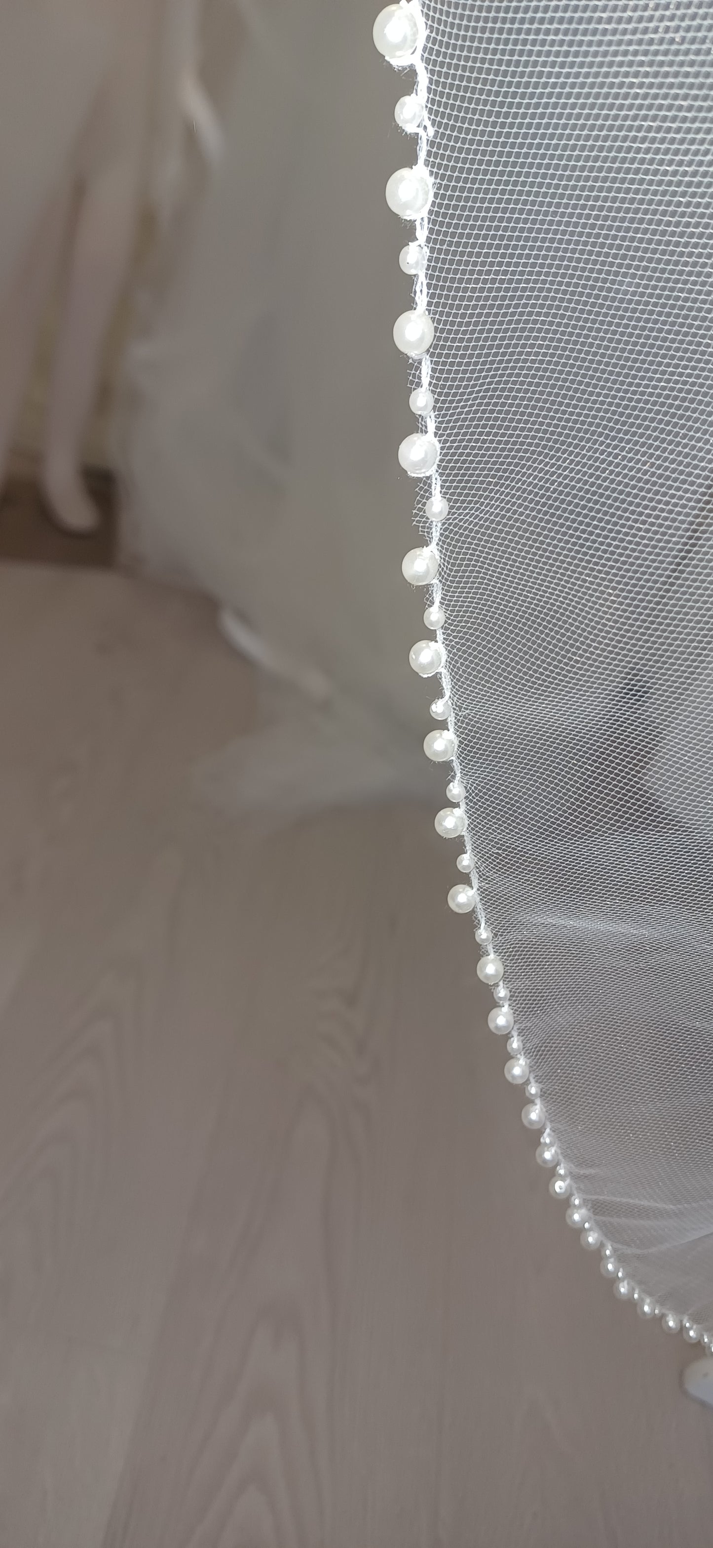 Pearl edged 2 tier veil