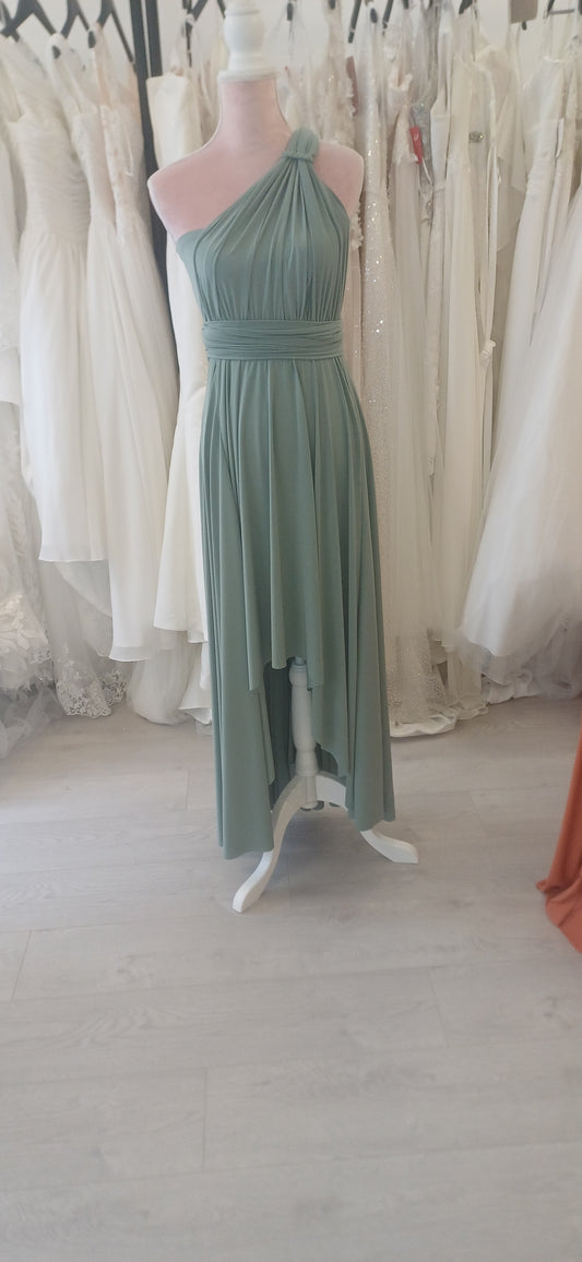 Sage green 'All-Ways' waterfall dress